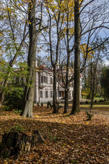 Ogród w Iwoniczu jesienią i pałac Zauskich 