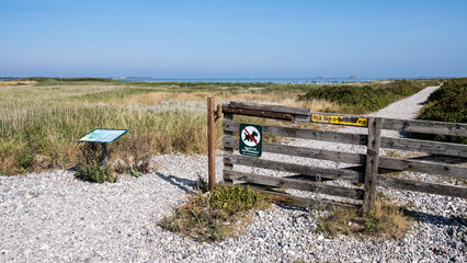 View of Stavns Fjord, a fjord at the Danish island of Samso in the Kattegat Strait between Jutland and the Swedish west coast. The island is a model renewable energy community in the country.