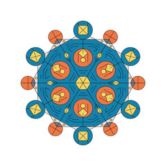 Mandala. Abstract illustration. Ornament for decor, cards etc. Coloring book