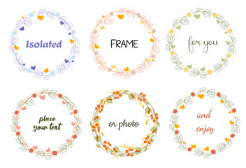 Set of isolated herbal frames 