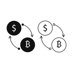 Dollar Currency Exchange Bitcoin Thin Line Symbol Icon Design