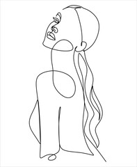 Silhouette of a young elegant woman wearing evening dress. Hand drawn modern fashion illustration of abstract girl, quick sketch, vector illustration © Yurii