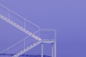 3D rendering of a folding ladder house object item isolated . Step ladder isolated on purple background. 