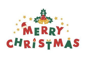 メリークリスマス　クリスマスのポップなロゴ／PNG