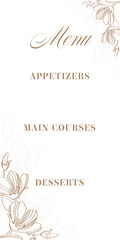Menu Card Template Or Flyer Design With Linear Hibiscus Flowers.