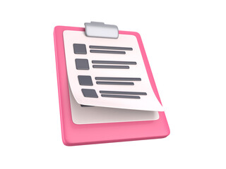 3d checklist document icon 3d render cutout