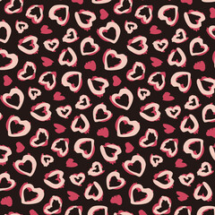 Heart Leopard Seamless Pattern - Vector