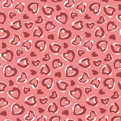 Heart Leopard Seamless Pattern - Vector