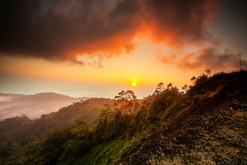 Landscape view during morning, sunrise mountain at Genting Highlands, PahangBackground for...