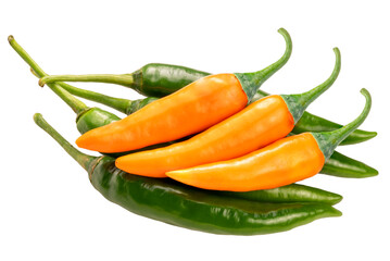 Closeup fresh peppers chili on white, korean Green and Yellow peppers chili on white background PNG...