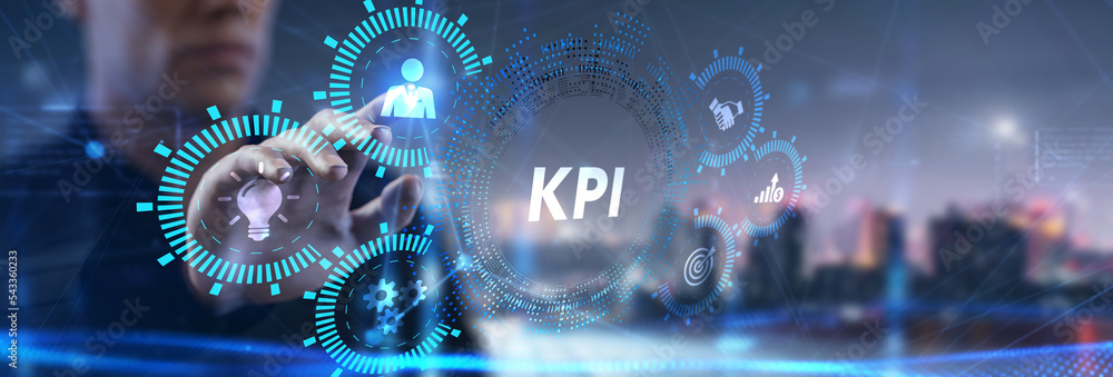Poster kpi key performance indicator for business concept. business, technology, internet and network conce