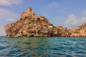 Fototapeta na wymiar The cove of Cala Murr'e Porcu in Cagliari. Sardinia, Italy