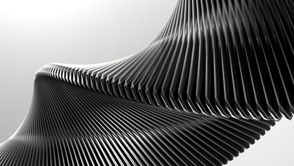 3D grayscale rendering of abstract spiral structure. A simple, minimal, and modern or contemporary background or wallpaper