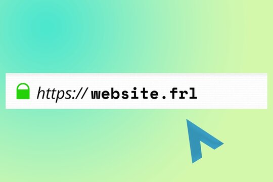 frl Domain-Endung: Website-URL mit der Top Level Domain frl in der Adresszeile eines Browsers
