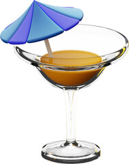 Premium Party Cocktail icon 3d rendering on isolated background