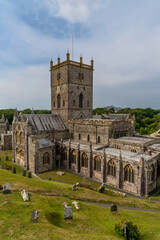 Fototapeta na wymiar vertical view of the St Davids Cathedral in Pembrokeshire