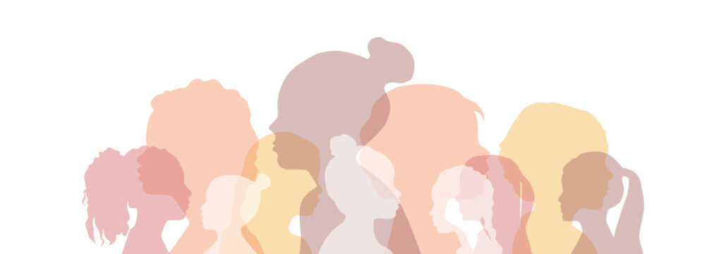 Different girls stand side by side together.