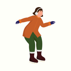 Fototapeta premium Faceless Young Girl Wearing Heaphone With Ice Skating On White Background.