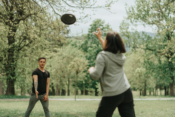 Playing frisbee in the park
