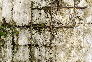 The damaged wall is visible to the internal steel bar closeup