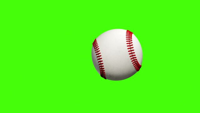 Baseball ball on Green Screen seamless. baseball ball 3D Animation of Spinning Ball 3D rendering