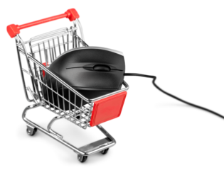 Computer Mouse in a Shopping Cart
