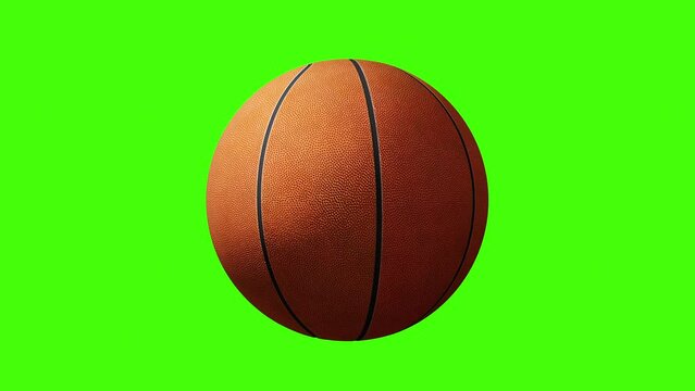 Basketball ball rotation Realistic in green screen 3D rendered