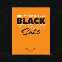 Black Friday Sale Flyer Or Template Design In Orange Color.
