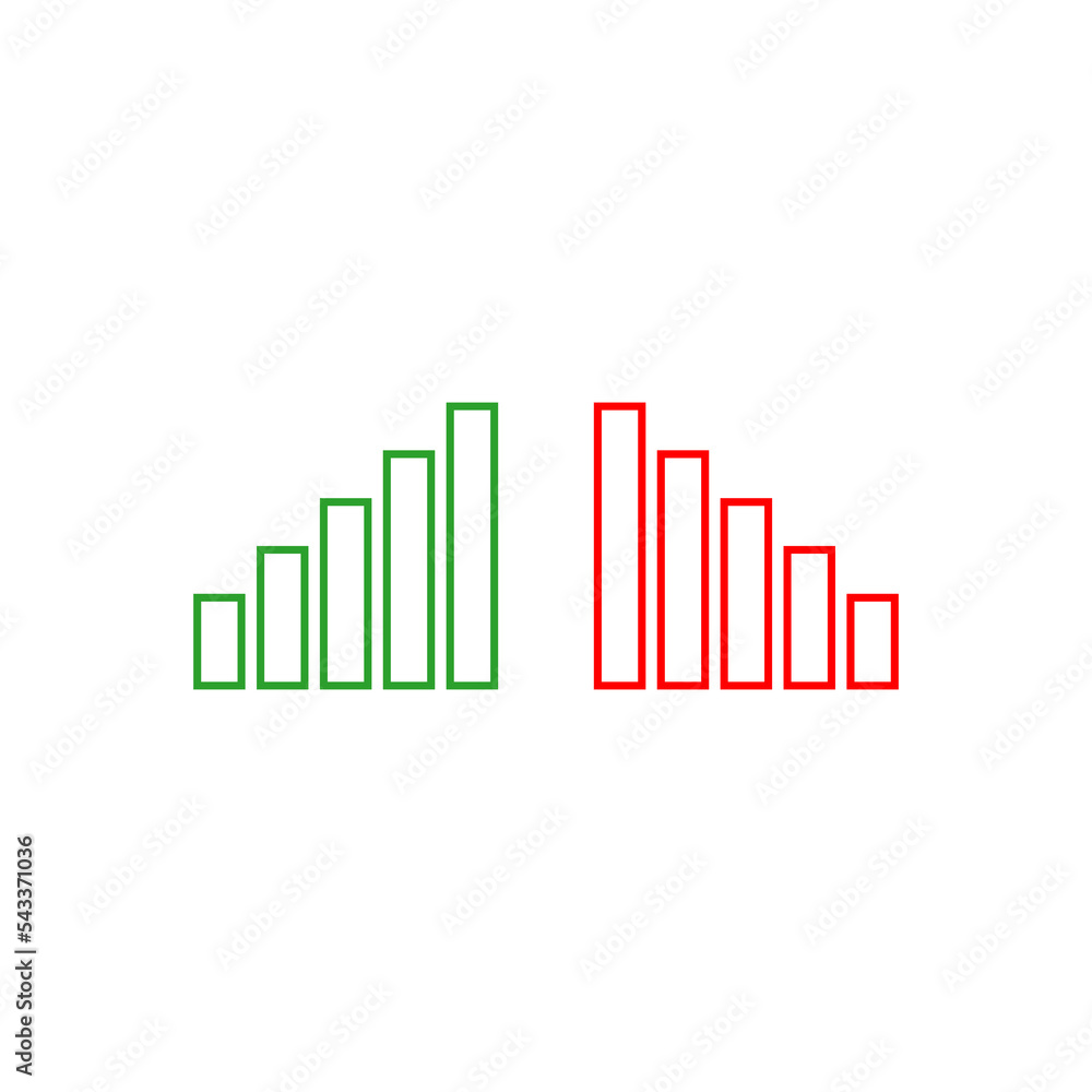 Aufkleber graph going up and down sign with green and red arrows isolated on white background
