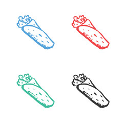 Doner Kebab, shawarma icon, kebab sandwich icon, Turkish doner kebab fast-food vector icons in multiple colors 