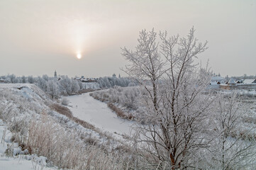 Winter landscape in a provincial city