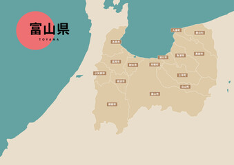 地図（地名付き）-富山県