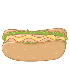 Hotdog pencil color illustration