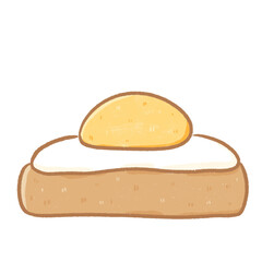 Fried egg bread pencil color illustration