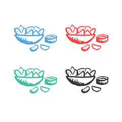 Tortilla chips or nachos tortillas icon, chips or nachos icon, Nachos icon Tortilla chips icon, Tortilla chip or nachos tortillas fast food vector icons in multiple colors