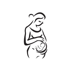 Pregnant mother and fetus icon logo, vector design