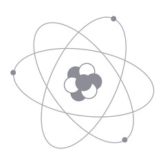 Atom model. Electrons rotating around the nucleus of an atom. Flat style. Vector.