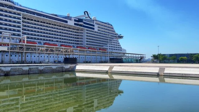 Aida Stella cruise docked at the Lisbon cruise terminal