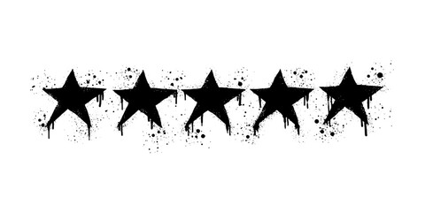 Five star rating positive feedback. Spray painted graffiti five star in black over white. star rating symbol. isolated on white background. vector illustration © Receh Lancar Jaya