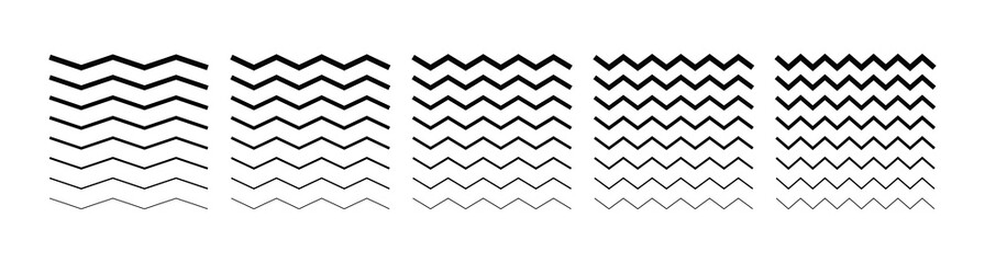 Wave set in abstract style on white background. Decoration element. Geometric design.