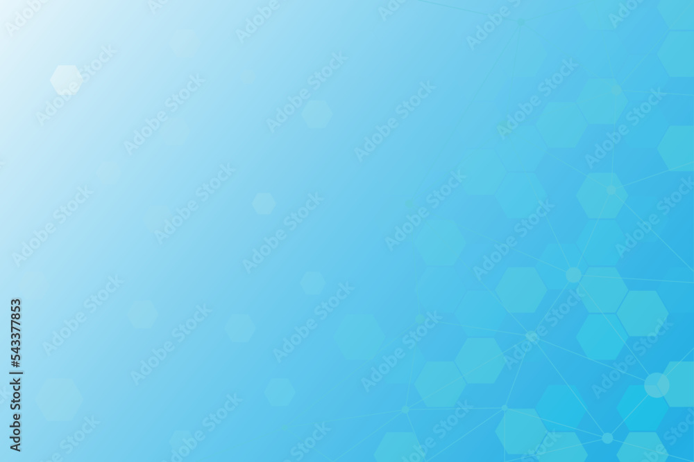 Aufkleber light blue of medical technology with molecule connection. futuristic science background with hexago