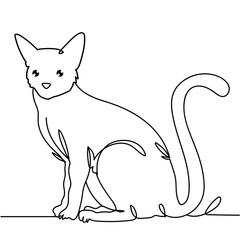 Cat in continuous line art drawing. Cartoon cat Continuous line drawing design isolated on white background. Vector illustration