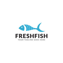 Fish in the water Logo design vector template. Seafood restaurant shop shop Logotype concept icon.
