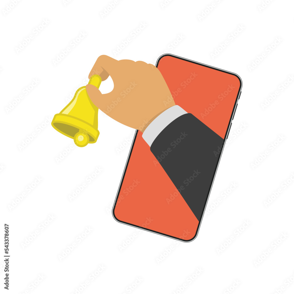 Poster smartphone with notifications icon in businessman hand. new notification on mobile phone screen. vec