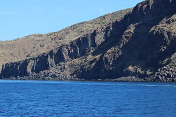 volcanic rock of the geological island of Vulcano Lipari Sicily-