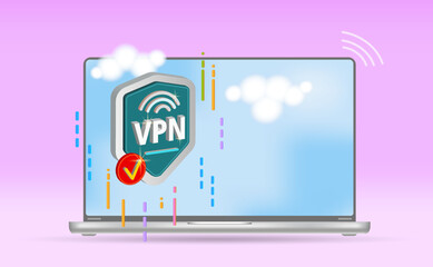 A VPN vector icon, a protected screen sign, or a virtual private network sign.
3d image.