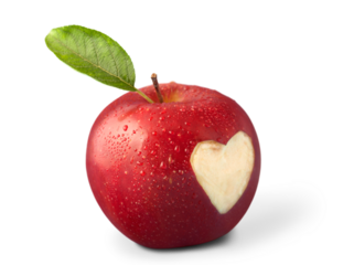 Red Apple with Heart Shape