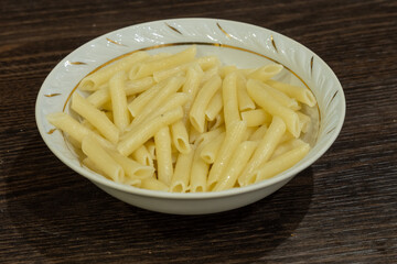 Cooked pasta in a bowl