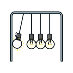 Newton's cradle with LED bulb and classic light bulbs isolated vector illustration for Cut Your Energy Costs Day on January 10