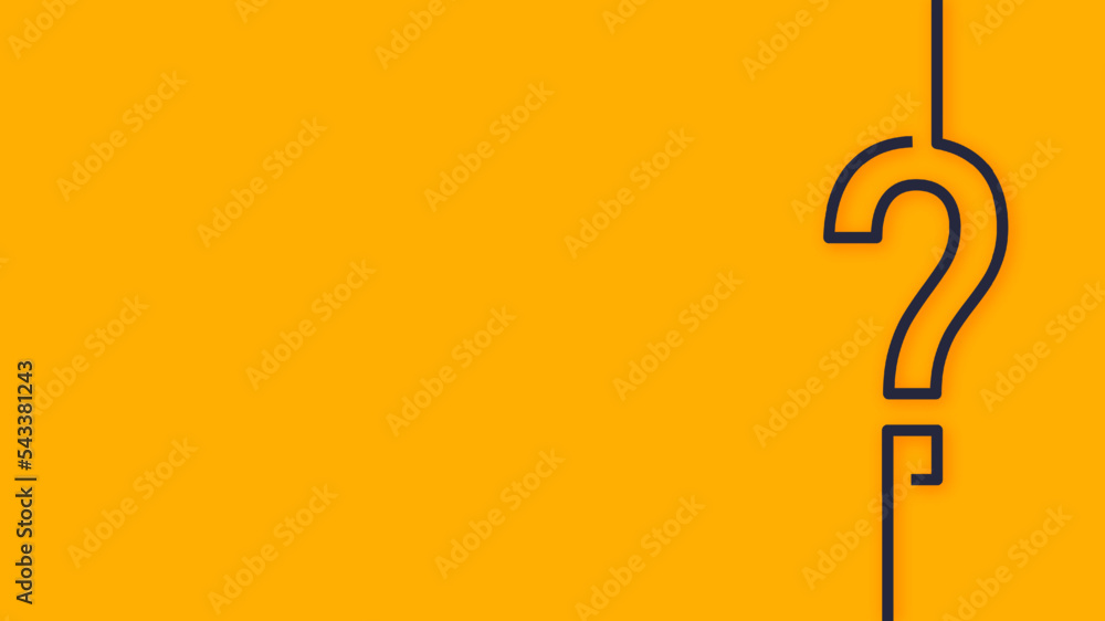 Poster yellow question mark background with text space. quiz symbol.